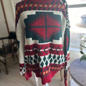 Vintage Geometric Chunky Holiday Christmas Sweater XL